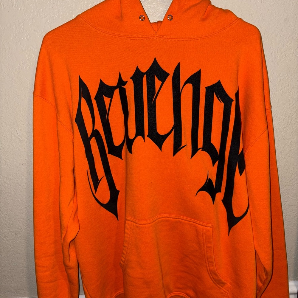 Revenge x Trippie Redd Orange Arch Smoking Hoodie Puff Print
